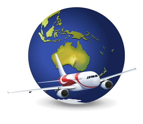 Earth Globe And Airplane 608051 Vector Art At Vecteezy