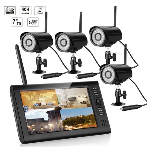 If you are looking for a home security camera system on a budget, this is a great option for you. 4 IR Wireless Home Security Cameras CCTV System Outdoor 7'' Mini LCD Kit Surveillance Camera ...