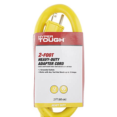 Hyper Tough 2 Foot Heavy Duty Adapter Extension Cord15 Amps Yellow