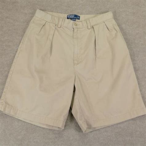 polo ralph lauren tyler shorts mens 33 pleated heavy cotton khaki ebay