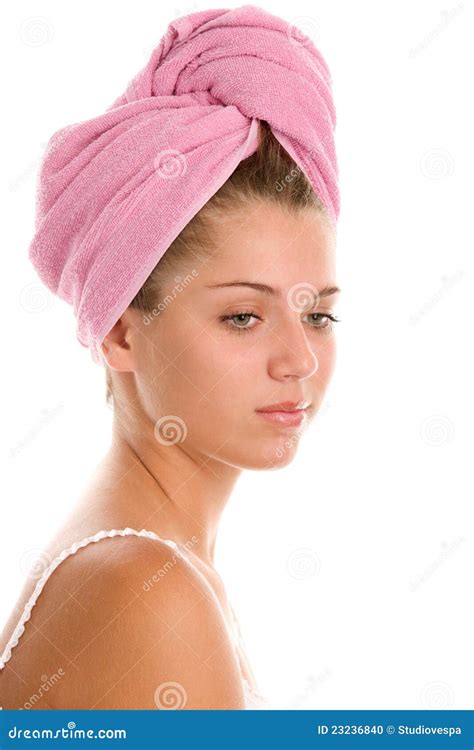 Woman With Head Wrapped Towel Stock Photo Image Of Face Girl 23236840