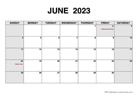 June 2023 Calendar With Holidays Calendarlabs