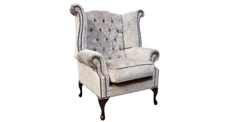 Mink Chesterfield Queen Anne High Back Wing Chair Designersofas4u