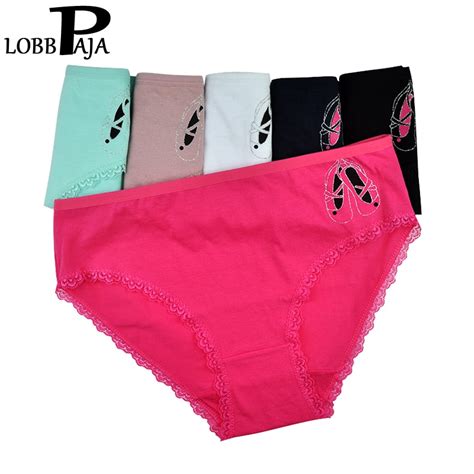 Lobbpaja Lot 6 Pcs Woman Panties Underwear Cotton Mid Waist Sexy
