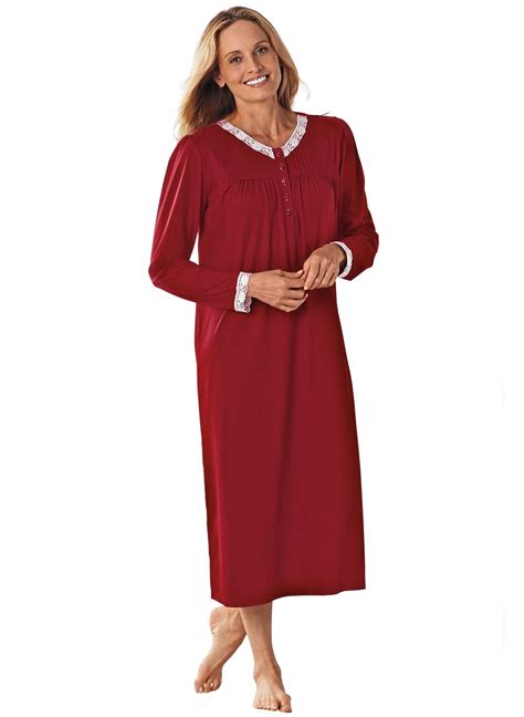 Lace Henley Nightgown By Cozee Corner