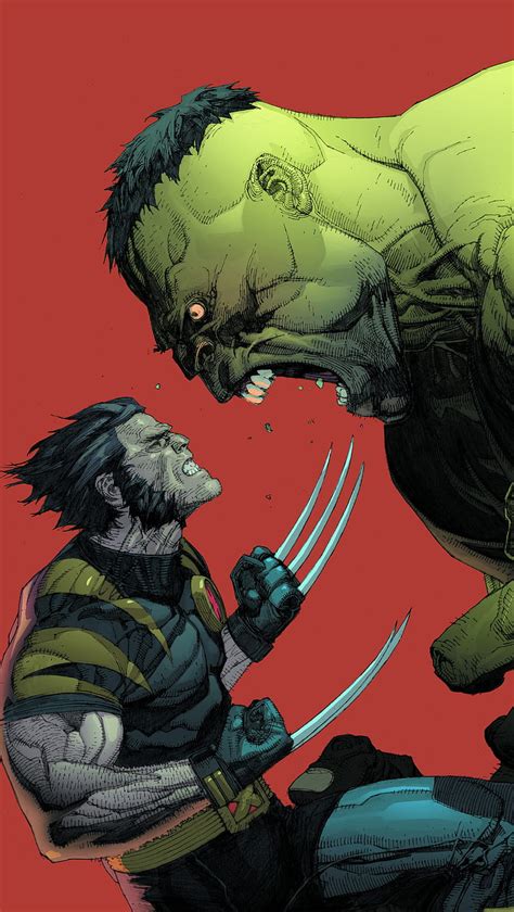 Wolverine Vs Hulk Darkdroid Green Marvel Red Hd Phone Wallpaper