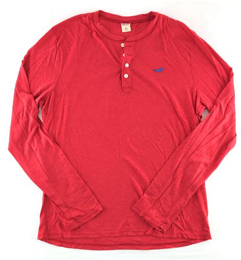 Hollister Hollister Mens Long Sleeve T Shirt X Large Red Henley 0198