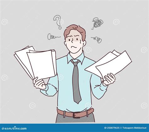 Perplexed Man Looking Stunned And Dazed At Paper Documents Confused