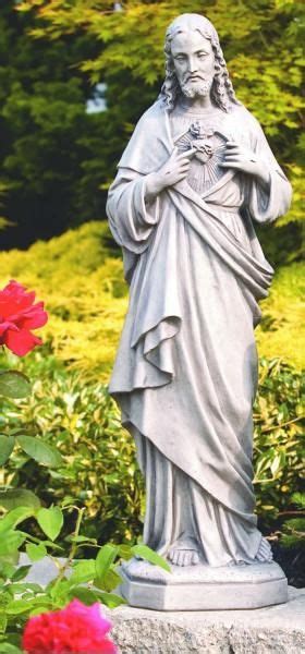 Old Stone Finish Sacred Heart Of Jesus Outdoor Statue 33 Inches Jesus