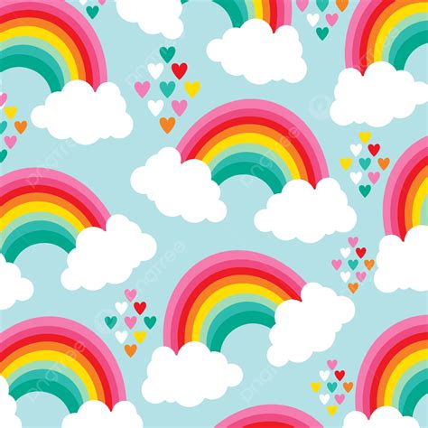 Seamless Vector Decoration With Hand Drawn Cute Rainbows Colorful