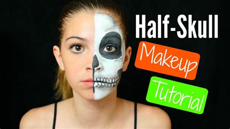 Half Skull Makeup Tutorial Averyscaryfalloween Youtube
