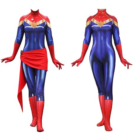 Cos Marvel Super Heroes Captain Marvel Ms Marvel Carol Danvers Jumpsuit