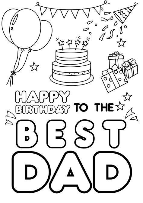 Happy Birthday to the Best Dad Coloring Card Envelope | Etsy