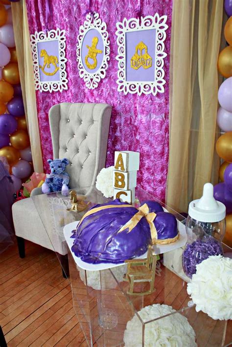 Welcome guests into the baby shower with green, pink, purple, and yellow banners, fluffy decorations, swirl decorations, streamers, and more. Purple Baby Shower Party Ideas | Photo 1 of 18 | Catch My ...