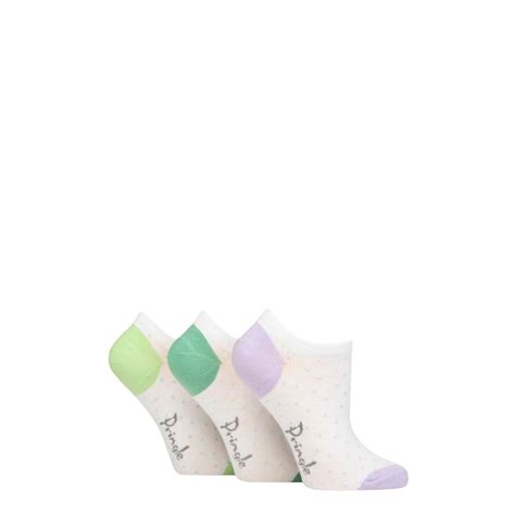 Ladies 3 Pair Pringle Plain And Patterned Cotton Trainer Socks From Sockshop