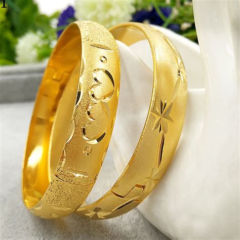 newest dubai gold bangles for women gold filled 10mm wide bracelet african european ethiopia
