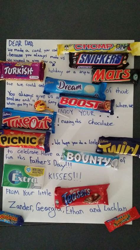 Have a happy father's day! Father's day card with chocolate bars. Australia. | Candy ...