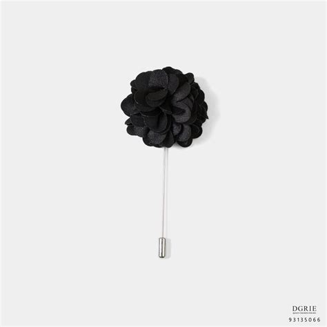 Black Felt Flower Lapel Pin เข็มกลัดติดเสื้อดอกไม้สีดำ Dgrie Shop