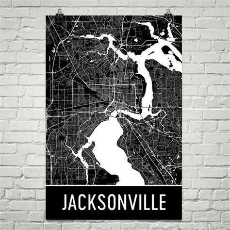 Jacksonville Fl Street Map Poster Wall Print By Modern Map Art