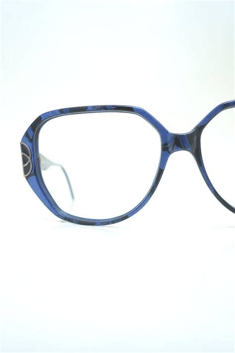 Vintage Blue Eyeglasses Womens Oversized 1980s Womens Glasses Hugely Oversized Optical