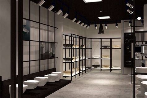 Black Ceiling And White Display Display Design Store Design Bath
