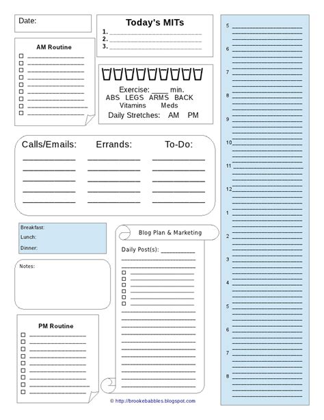Here are the best daily planner templates available online: Brooke Babbles: My Daily Planner Sheet