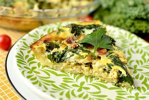 Kale And Bacon Quiche With Hash Brown Crust Iowa Girl Eats