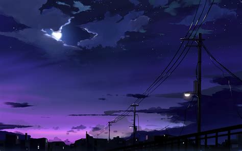 3840x2400 Power Lines Moon Anime Quite Night 4k 4k Hd 4k Wallpapers
