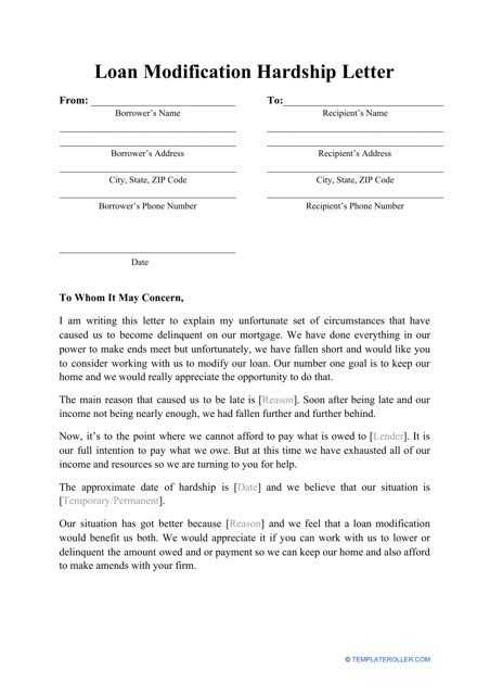 Loan Modification Hardship Letter Template Fill Out Sign Online And
