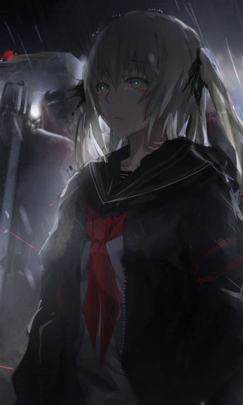 Download 480x800 Anime Girl Soldiers Raining Dark Theme