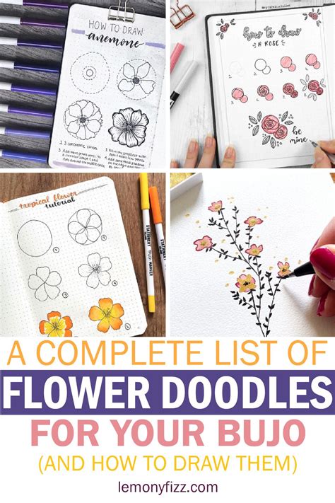 complete-list-of-flower-doodles-for-bullet-journals-in-2021-flower-doodles,-doodles,-planner