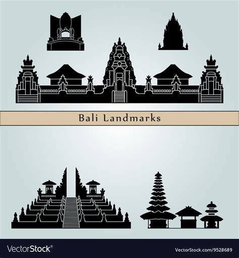 Bali Landmarks And Monuments Royalty Free Vector Image