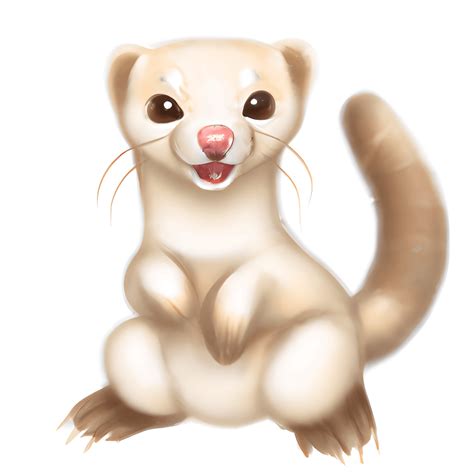 3d Cute Happy Stoat Clipart With Watercolor Illustration · Creative Fabrica