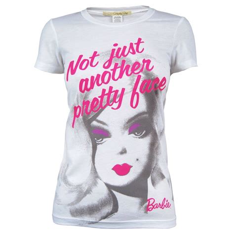 Mighty Fine Ladies Barbie Pretty Face T Shirt White Barbie Girl