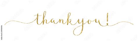 Thank You Vector Gold Glitter Brush Calligraphy Banner With Swashes