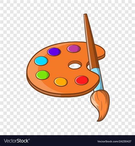Art Palette With Paint Brush Icon Cartoon Style Vector Image