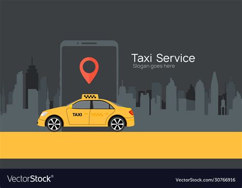 Taxi Service Cab App Design Flyer Royalty Free Vector Image