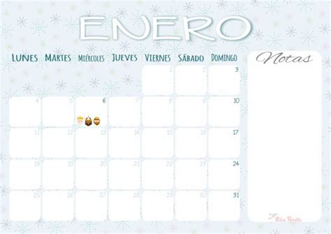 Imprimible Calendario Enero 2016 Niña Bonita