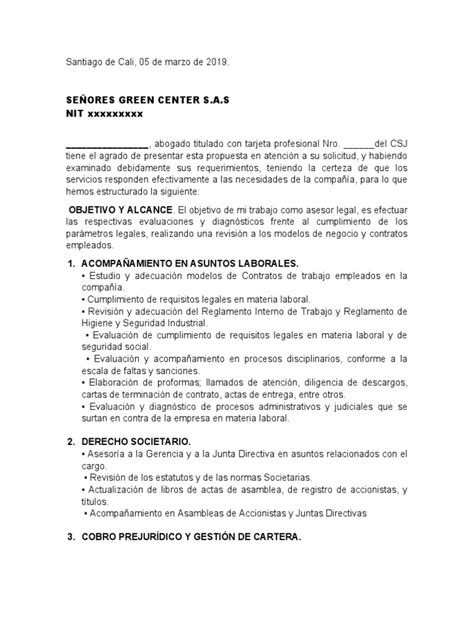 Ejemplo A Propuesta De Servicios Profesionales Empresariales Pdf