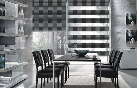 【features】our dual layered zebra roller shades are sophisticated woven with various polyester fabric, which combined sheer mesh and opaque dual layers, easy to control light, view, privacy, ventilation and style in the one blinds. Square 7 Layer Double Layer Blinds Zebra Roller Blinds ...