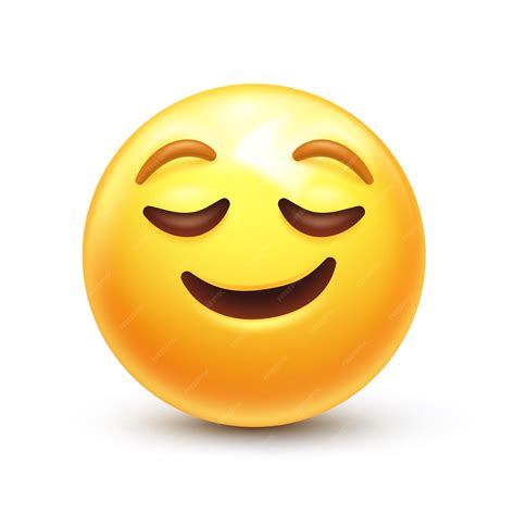 Premium Vector Calm Emoji Relieved Emoticon Peaceful Face With