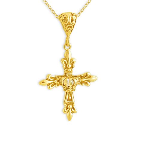 Royal Fleur De Lis Cross And Crown French Lily Flower Symbol Etsy