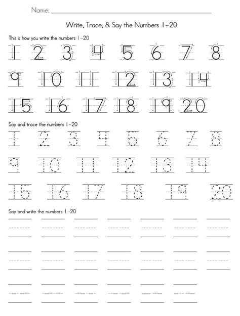 Trace Numbers 1 20 Printable Preschool Pinterest