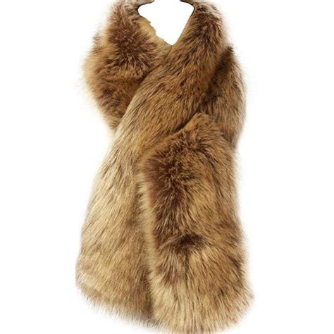 Dikoaina Womens Winter Fake Faux Fur Scarf Wrap Collar Shawl Shrug Fur Scarf Faux Fur