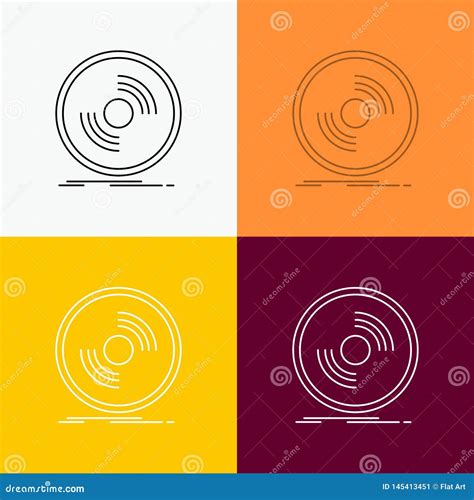 Disc Dj Phonograph Record Vinyl Icon Over Various Background Line