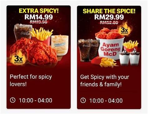 The mcdonals staple will also be in the sale, with an incredible pair for rm23. McDonald's Extra Spicy Ayam Goreng McD Promotion (valid ...
