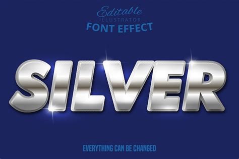 Metallic Silver Text Effect Shiny Silver Alphabet Style Premium Vector