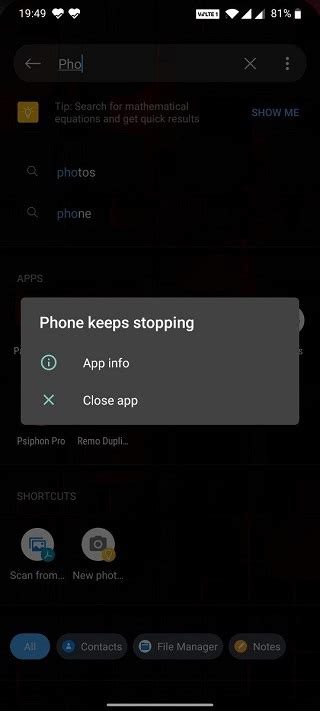 Box came up that said the app stopped and iwasn'tt able to type. OnePlus 7T "Phone keeps stopping" issue after recent ...