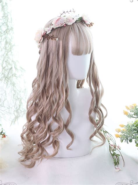 A good cup of milk tea balances the strong tea flavor with the creaminess and just enough sweetness. Milk Tea Color Long Curly Hair Classic Lolita Wig