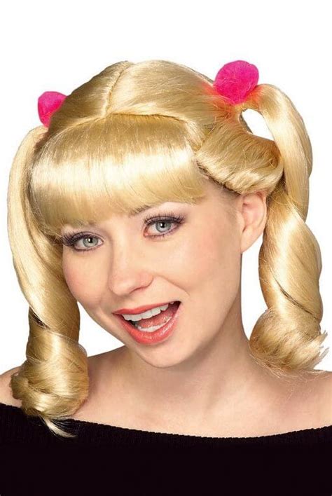 Blonde Curled Pigtail Cheerleader Wig Candy Apple Costumes Curled